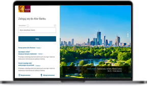 Laptop with Alior Business login screen